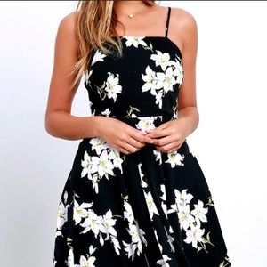 Lulus I.Madeline black floral sleeveless dress